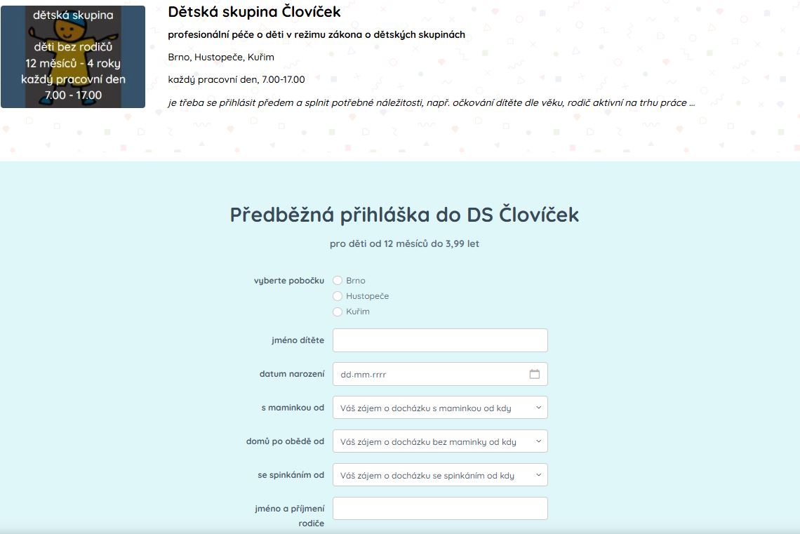 předběžná přihláška